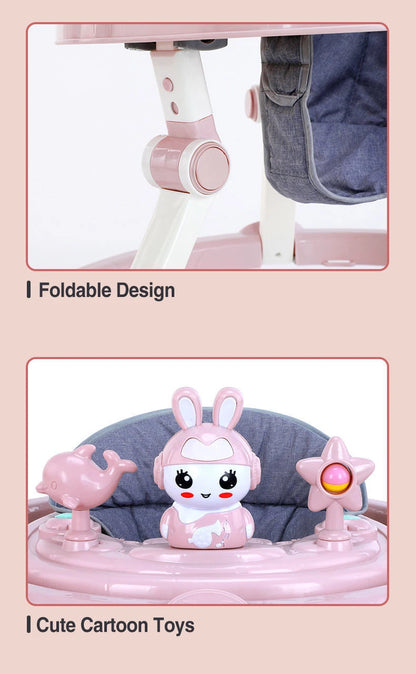 6 Speed Height Adjustable Baby Walker Pink