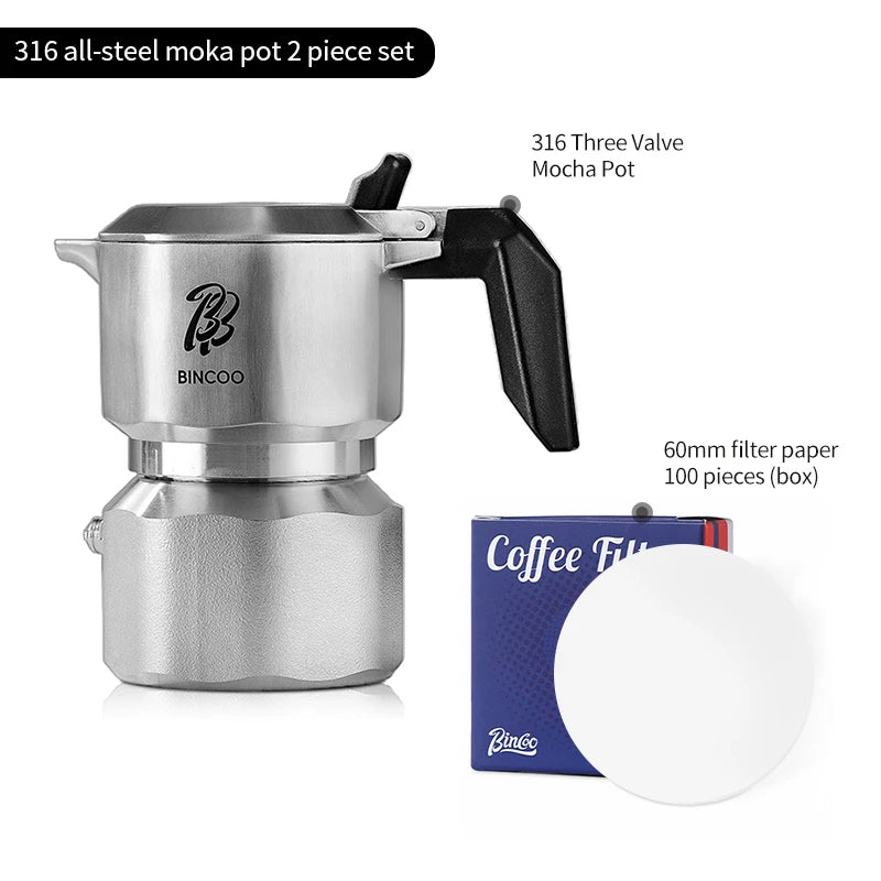 Three-Valve Stainless Steel Moka Pot Coffee Maker