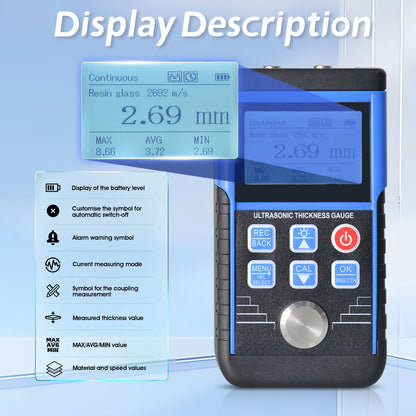 Digital Ultrasonic Thickness Gauge 1-350mm Metal Thickness Tester