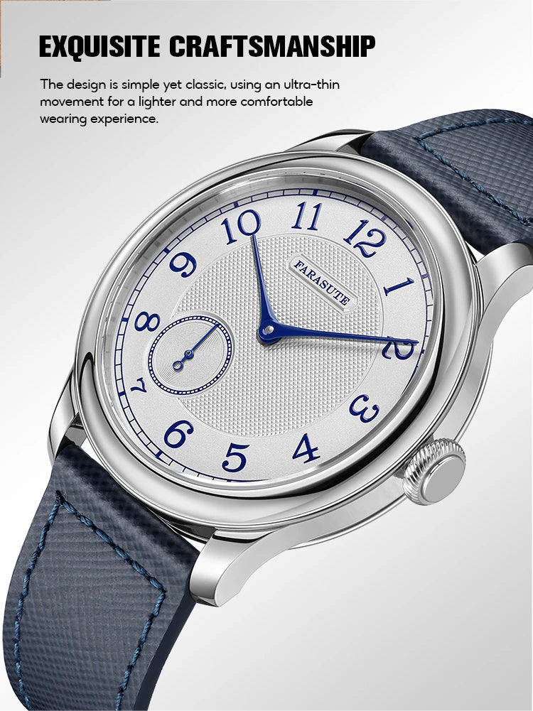 Blue Manual Mechanical Vintage Watch  Small Seconds
