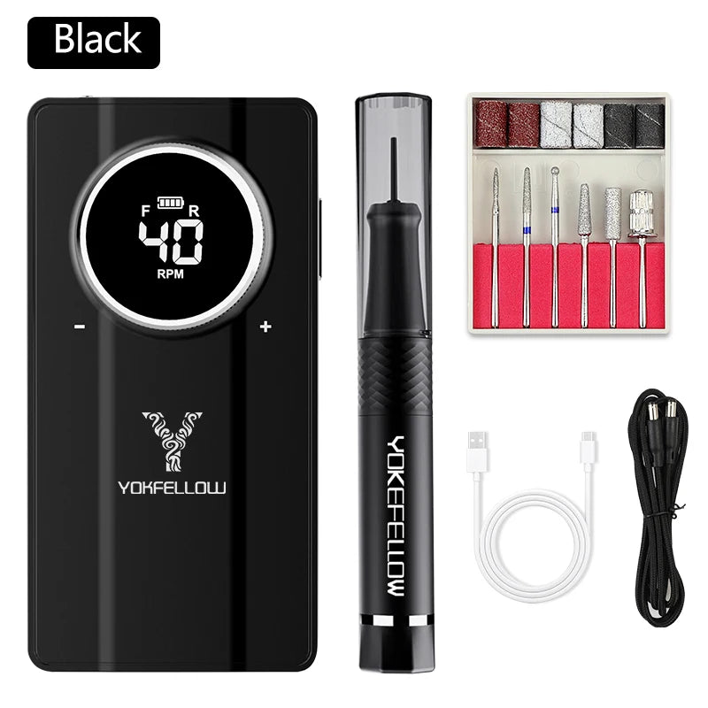 40000RPM Black Electric Nail Drill with Brushless Motor