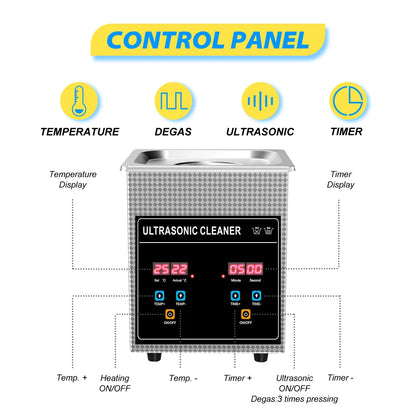 2L Ultrasonic Cleaner 120W Digital Timer Stainless Basket