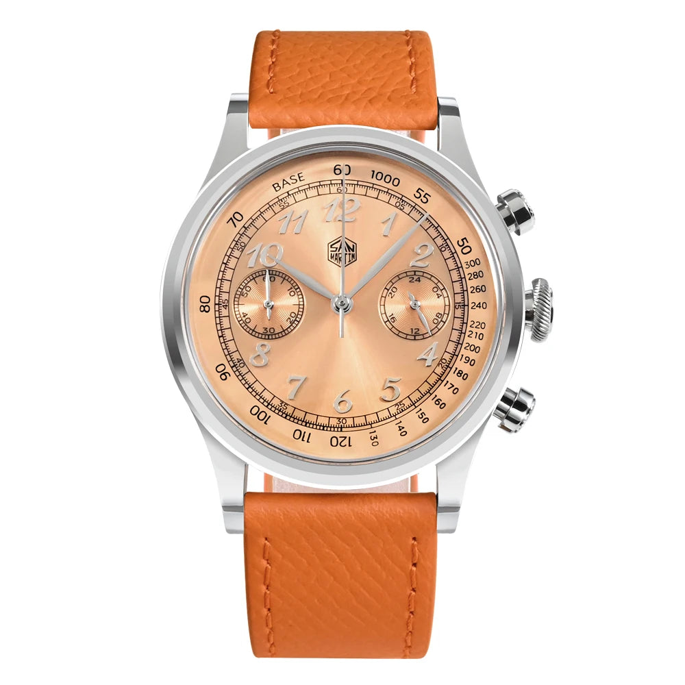 38mm Men’s Chronograph Watch Orange Dial Sapphire Glass