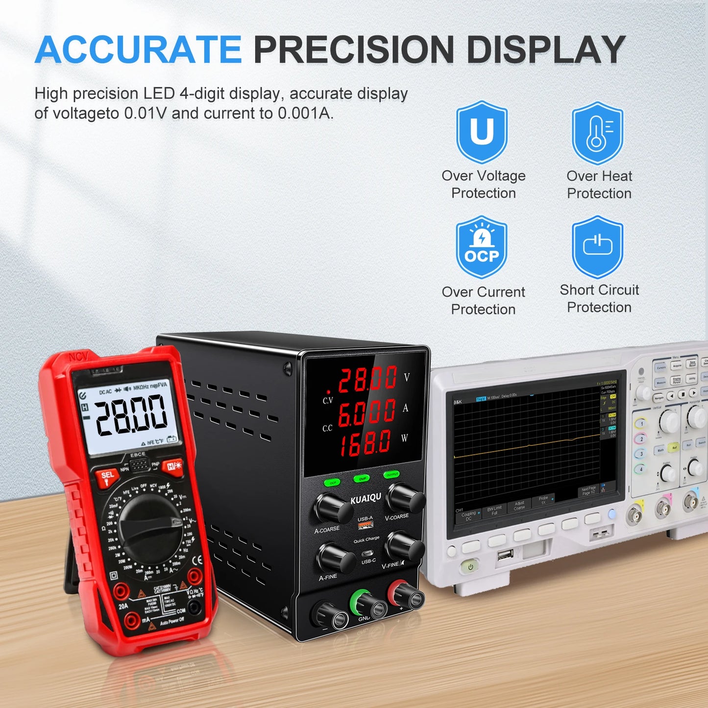 Regulated Lab Power Supply 120V 3A for Accurate Testing