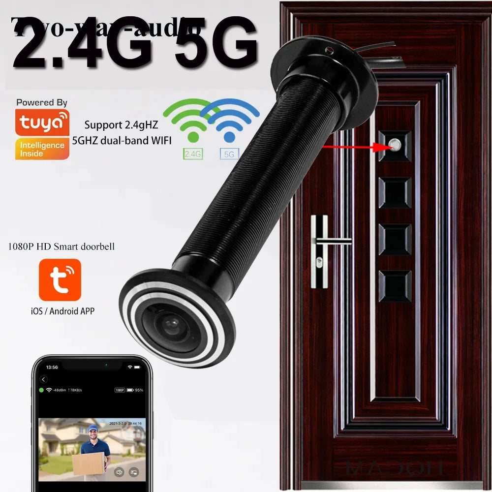Smart WiFi Door Peephole Camera 16mm Wide Angle