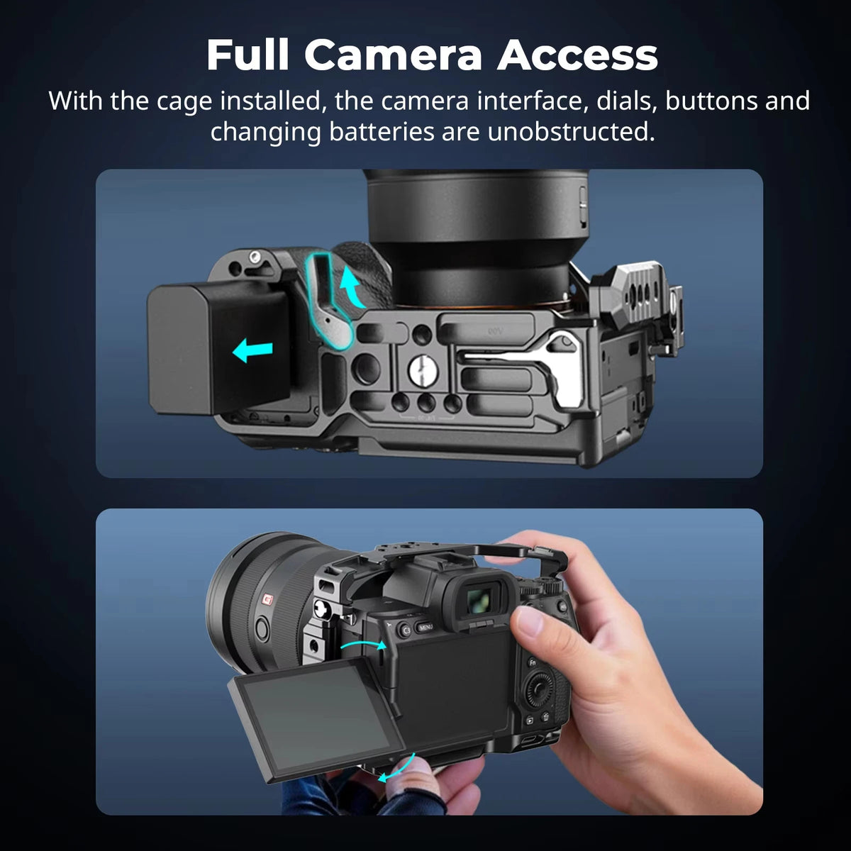 Camera Cage Handle Grip with 1/4" Mounts for Sony A7 Series
