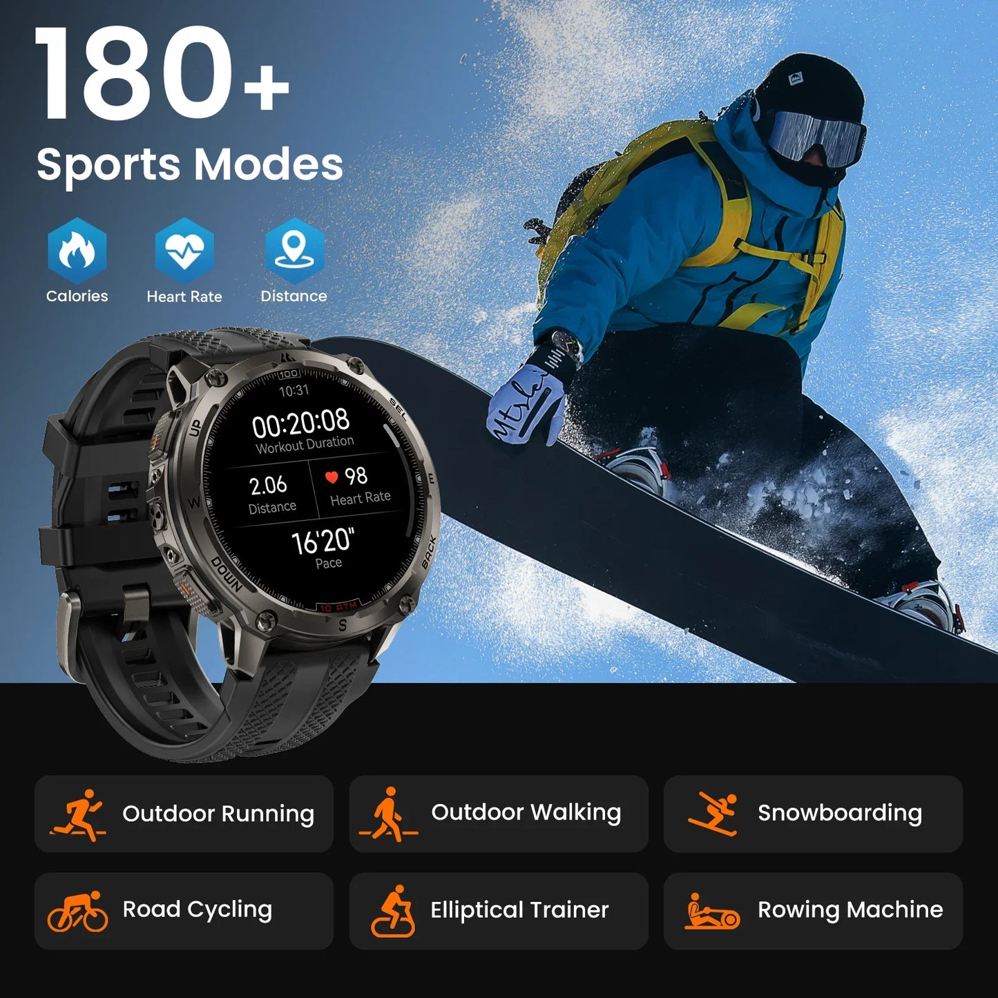GPS Smart Watch with Heart Rate and Fitness Tracking Silver