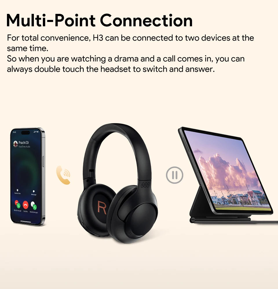 Wireless Over-Ear Headphones with ANC and 60H Battery