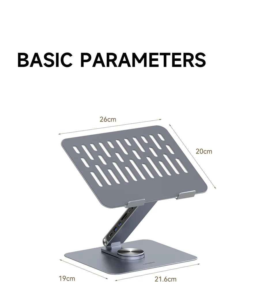 Adjustable Aluminium Laptop Stand with USB C Dock Hub