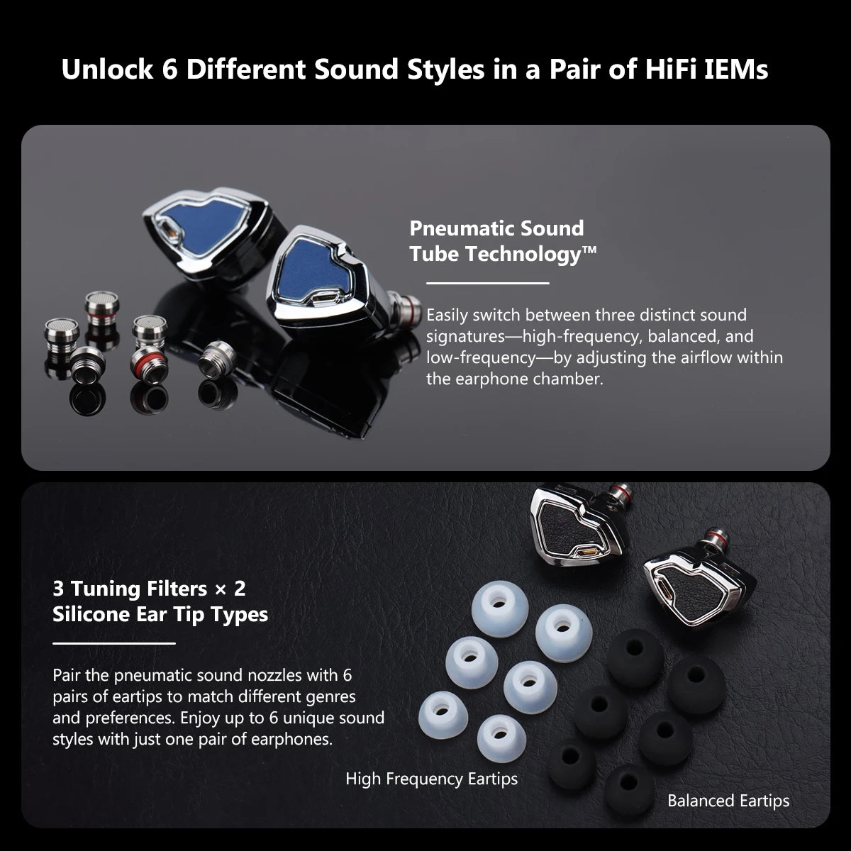 Hybrid Hi-Res In-Ear Monitors 1BA+1DD Black 4.4mm