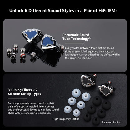 Hybrid Hi-Res In-Ear Monitors 1BA+1DD Black 4.4mm