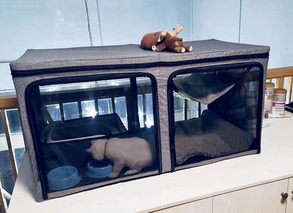 Transparent 3D Double Cat Exhibition Cage Grey