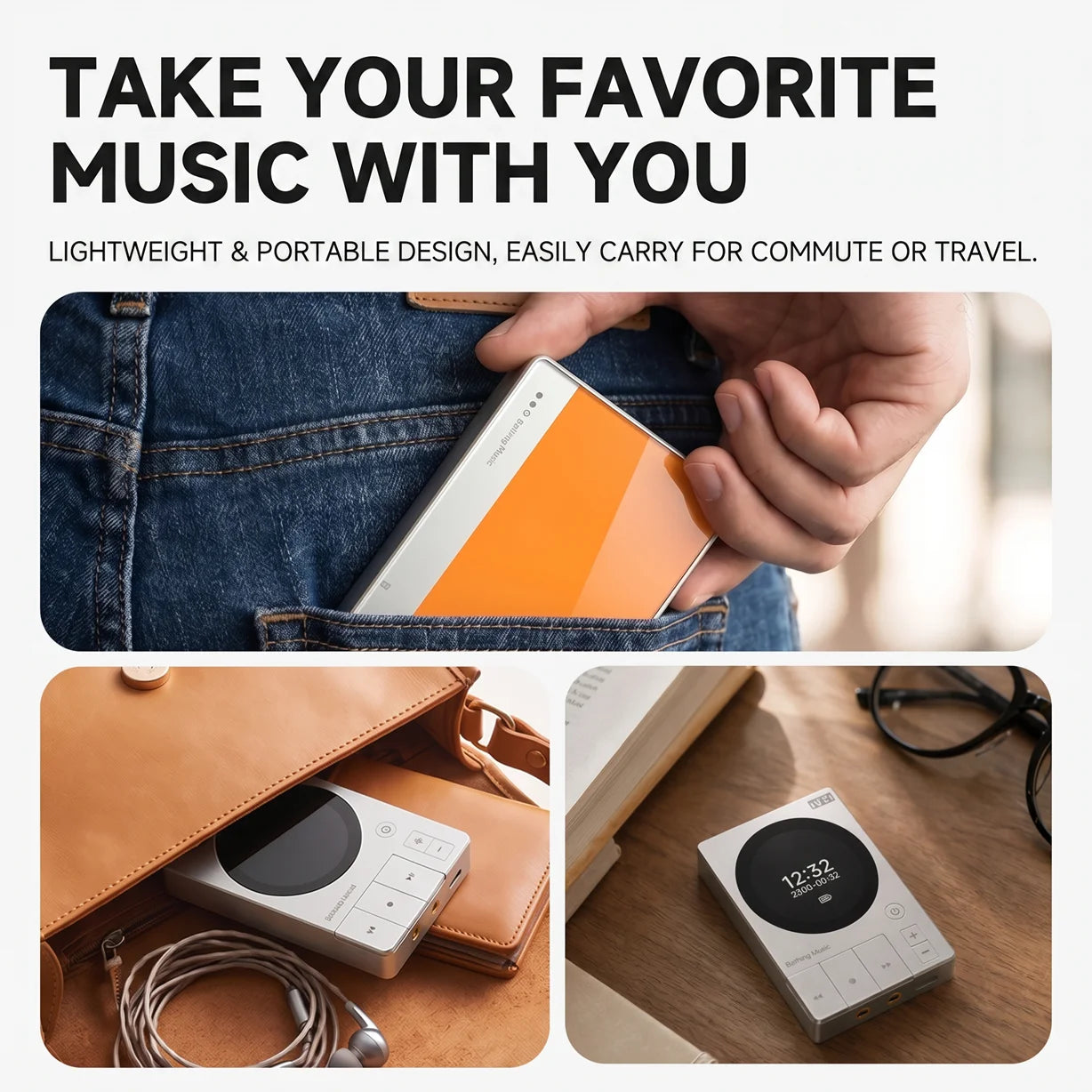 Portable HiFi Music Player 128GB 32Bit DSD256 Bluetooth