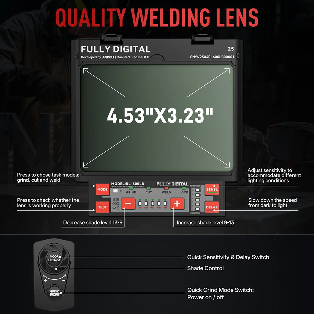 True Color Auto-Darkening Welding Helmet Side View