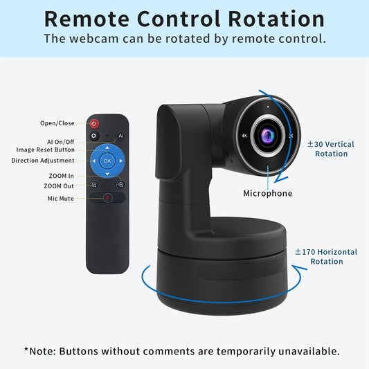 Mini 4K PTZ Webcam with AI Auto Framing