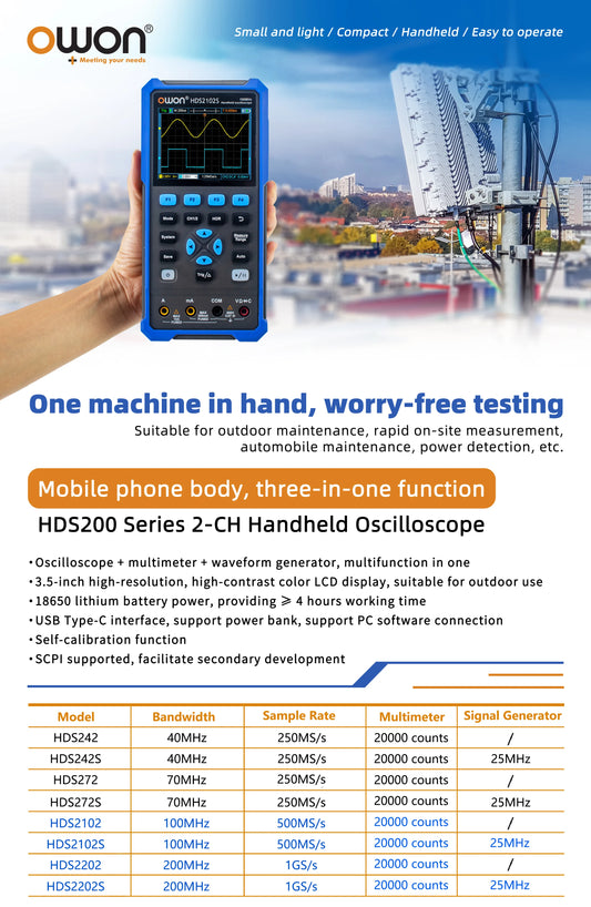 Heavy Duty Digital Oscilloscope 70MHz Dual Channel with Multimeter