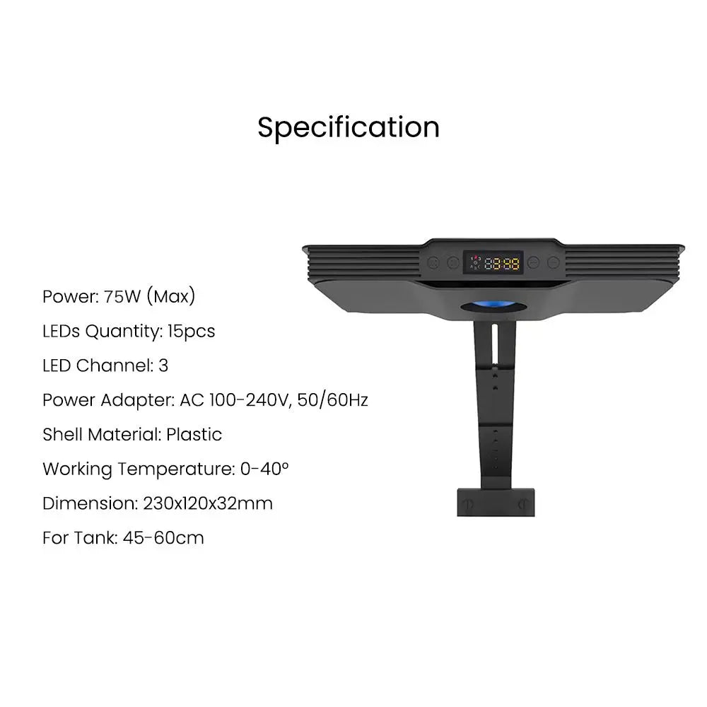 Smart Full Spectrum 60W LED Aquarium Light for Coral Reef Tanks