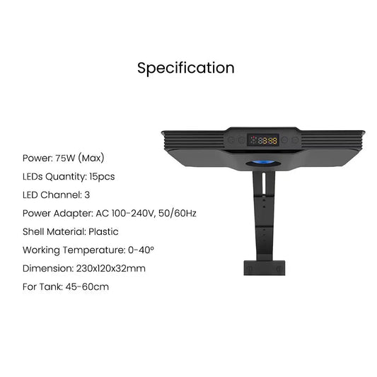Smart Full Spectrum 60W LED Aquarium Light for Coral Reef Tanks