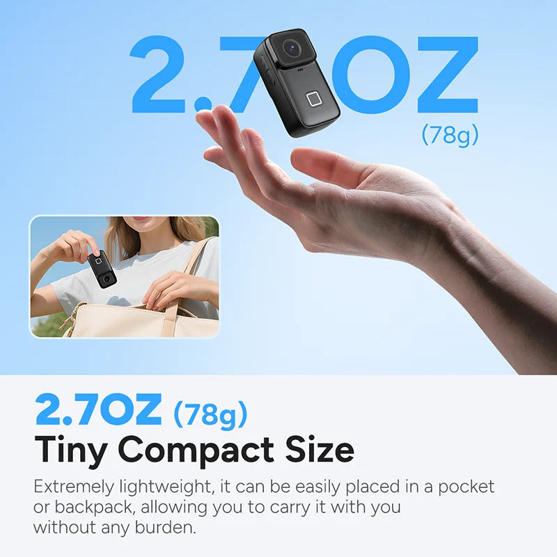 Portable 4K Action Camera with 6-Axis Stabilization Touch Screen