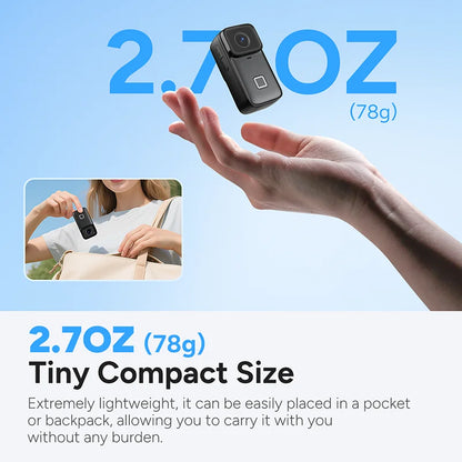 Portable 4K Action Camera with 6-Axis Stabilization Touch Screen