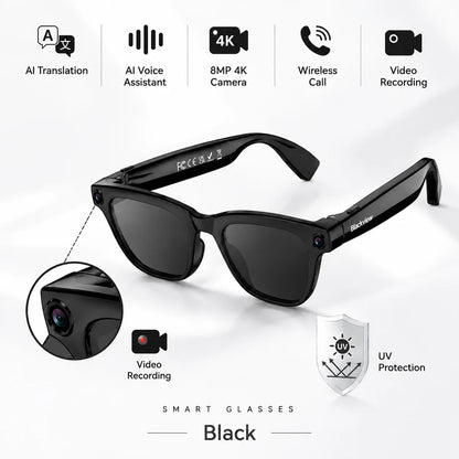4K AI Smart Glasses with Translation and Photo Video Recording