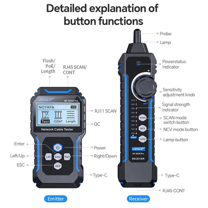 Professional Network Cable Tester Cat5 Cat6 PoE Length Tester