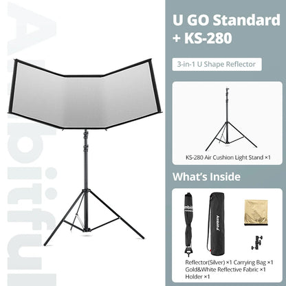 3-in-1 Photography Reflector Kit 280cm Light Stand
