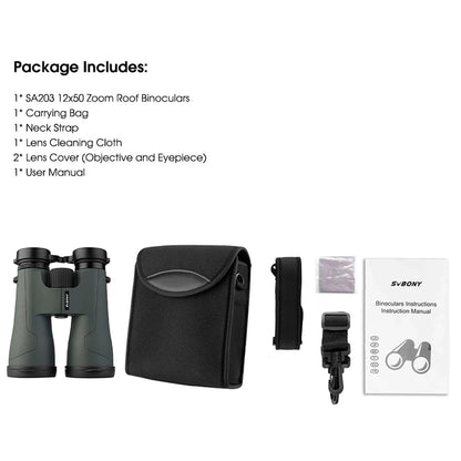 Professional 12x50 Binoculars IPX7 Waterproof for Camping & Stargazing