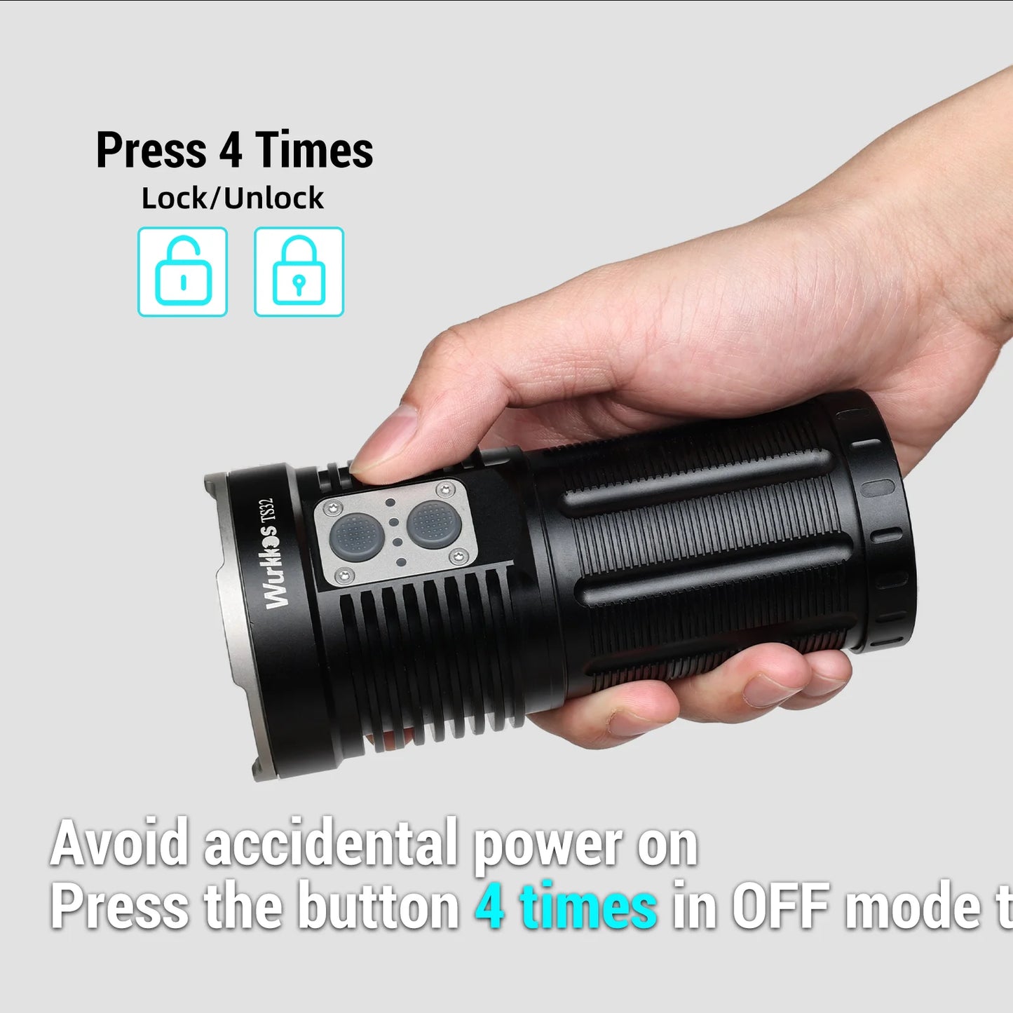 12000lm Rechargeable Flashlight 5000K Dual Switch