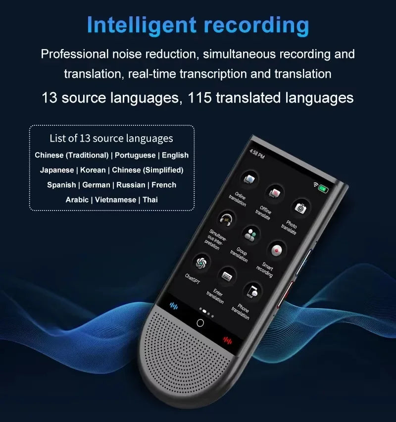 Portable 4G AI Language Translator 148 Languages Offline Voice Photo