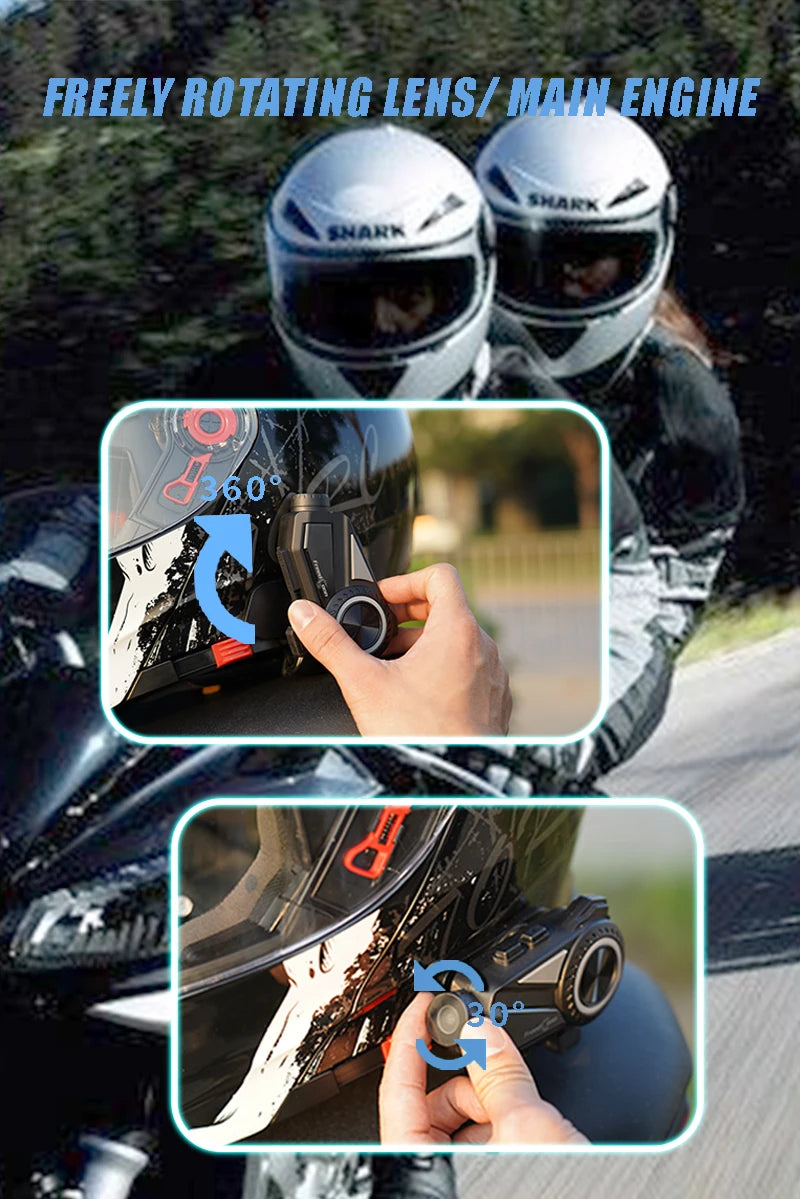 Motorbike Helmet Intercom 1440P DVR 2 Sets