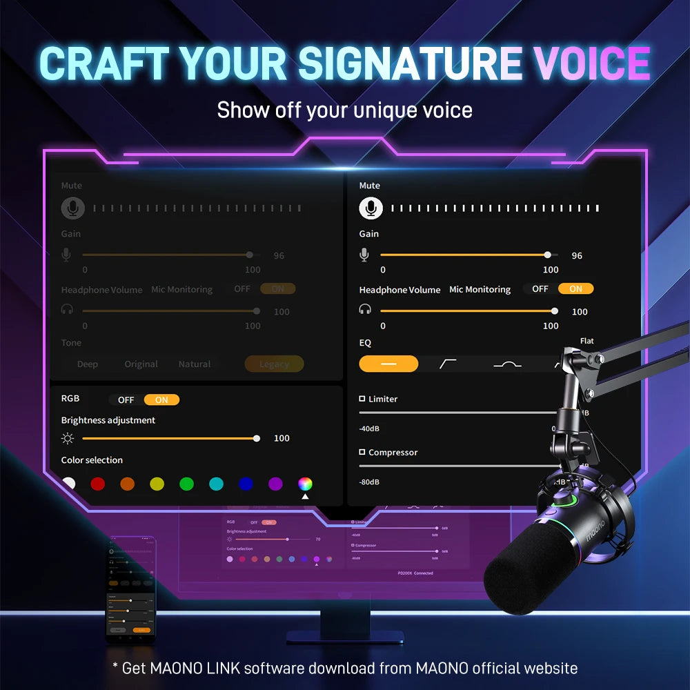 Pro USB Podcast Microphone with Tap to Mute Black