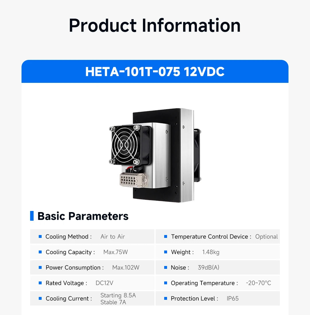 101T-075 12VDC Semiconductor Cabinet Cooler 75W