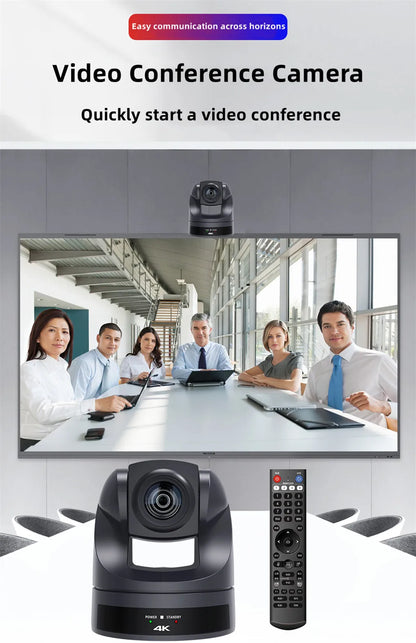 Black 4K PTZ Video Camera AI Tracking 30/60fps
