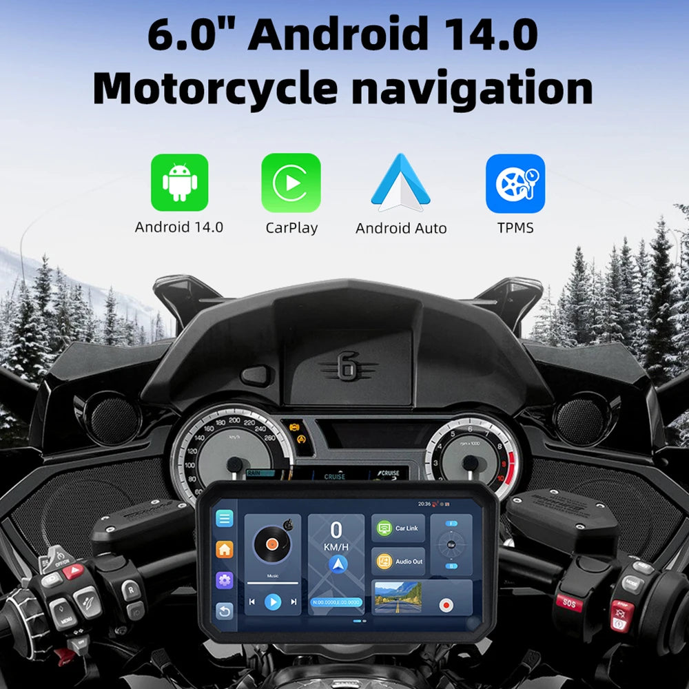 6" Motorcycle Navigation Screen with Wireless CarPlay