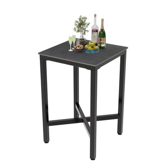 Square Bar Table Tall Dining Table Modern Black
