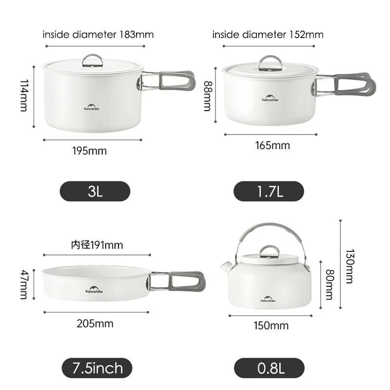 Portable Non-Stick Camping Cookware Set 4-7 Person