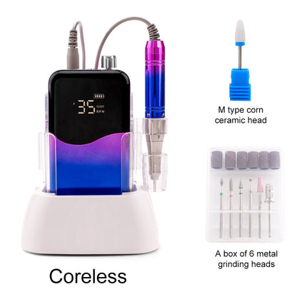 35000RPM Cordless Blue Nail Drill with Desktop Base