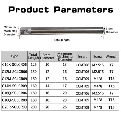Tungsten Steel Screw Boring Bar CCMT09 Lathe Tool