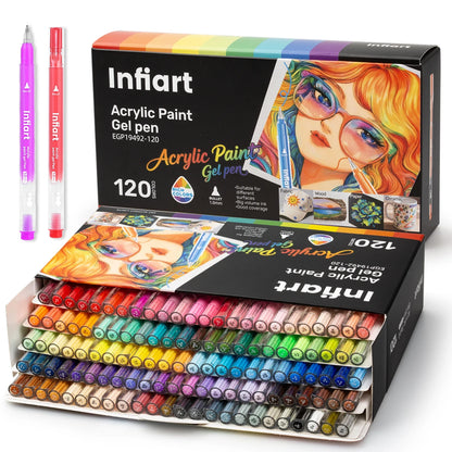 120 Colors Acrylic Paint Markers Professional Art Set