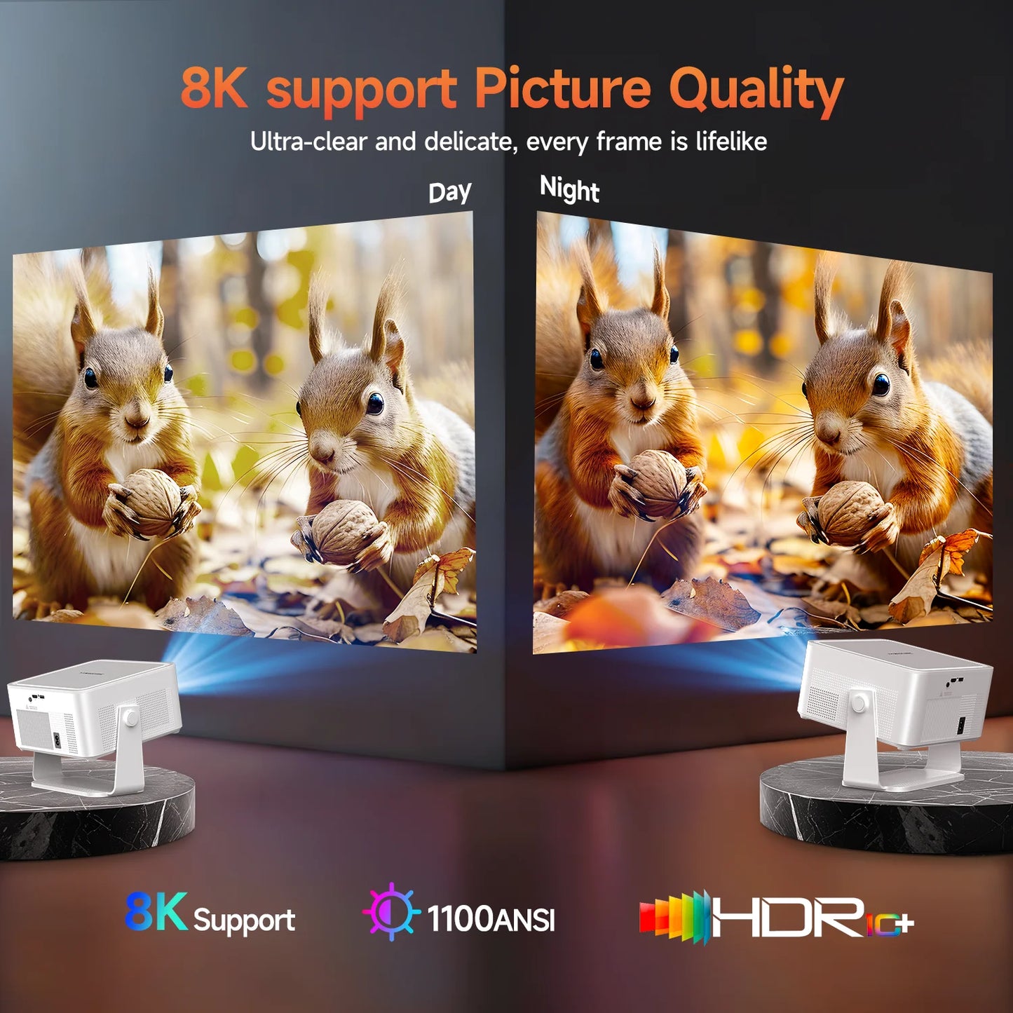 Portable 1080P Smart Projector WiFi 6 Auto Focus