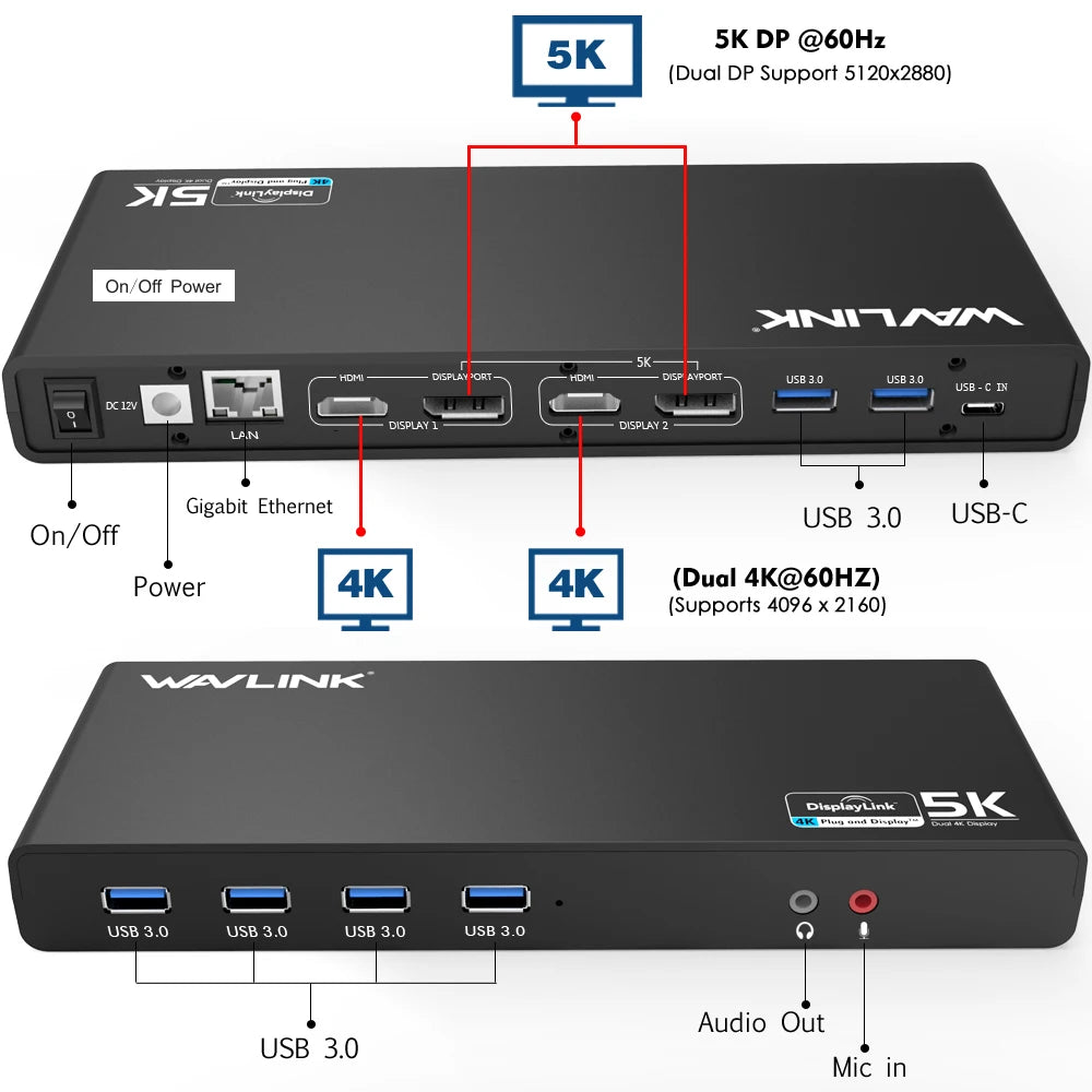 Dual 4K USB-C Display Link Docking Station