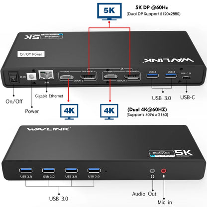 Dual 4K USB-C Display Link Docking Station