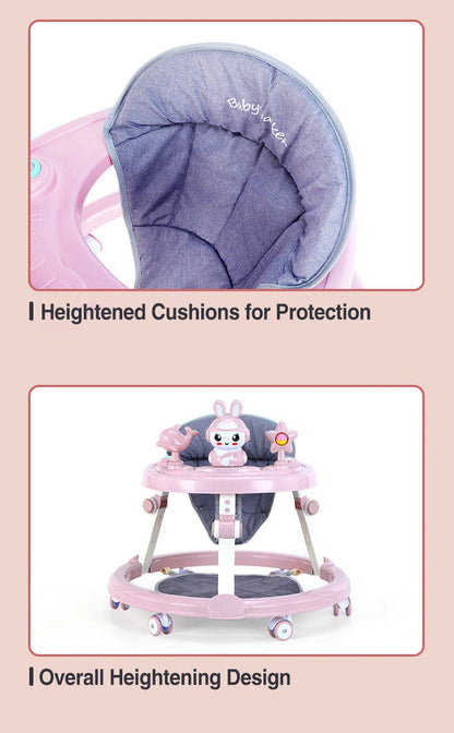 6 Speed Height Adjustable Baby Walker Pink