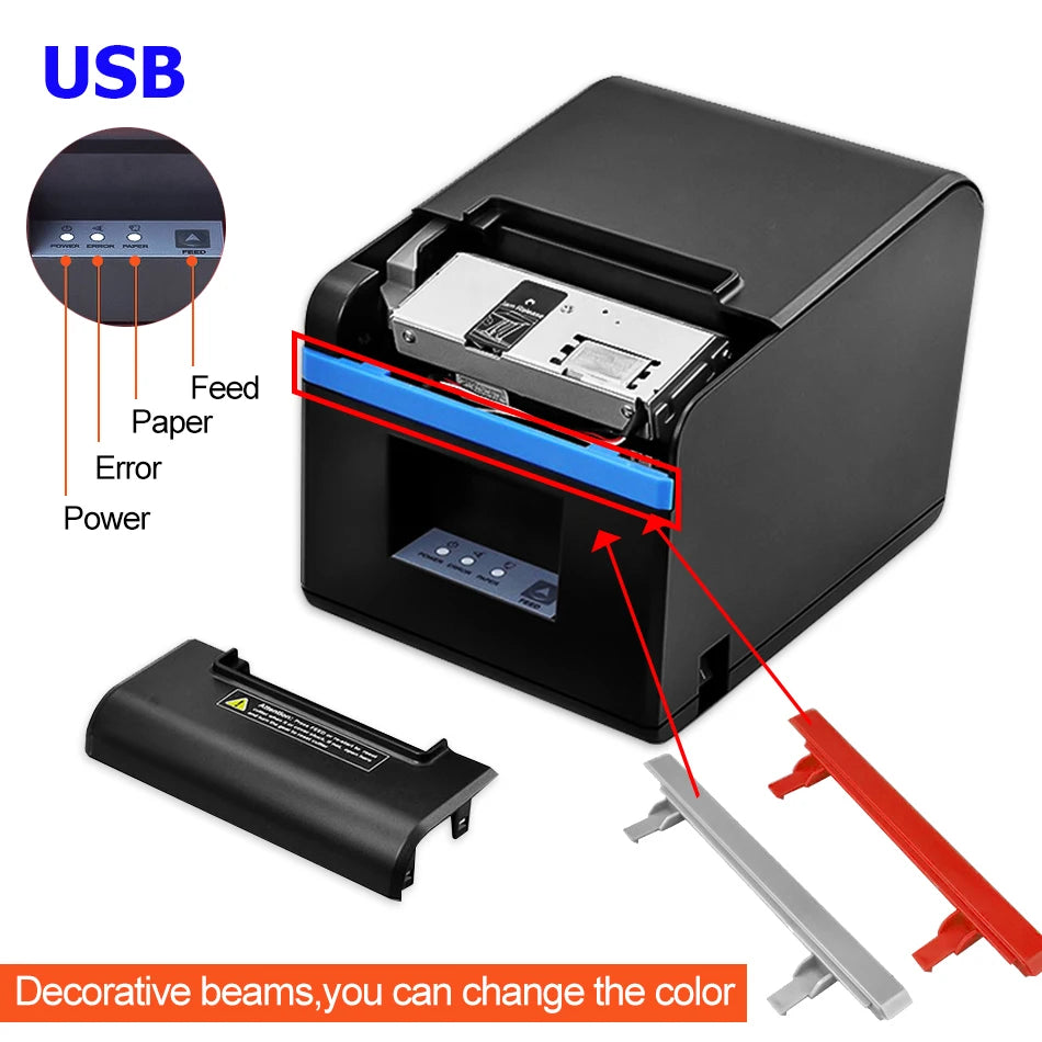 80mm Thermal Receipt Printer USB Automatic Cutter
