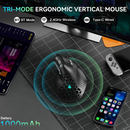 8K Ergonomic Vertical Gaming Mouse 45 Degree Grip 1000mAh