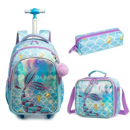 Kids Rolling Backpack with Lunch Box and Pencil Case