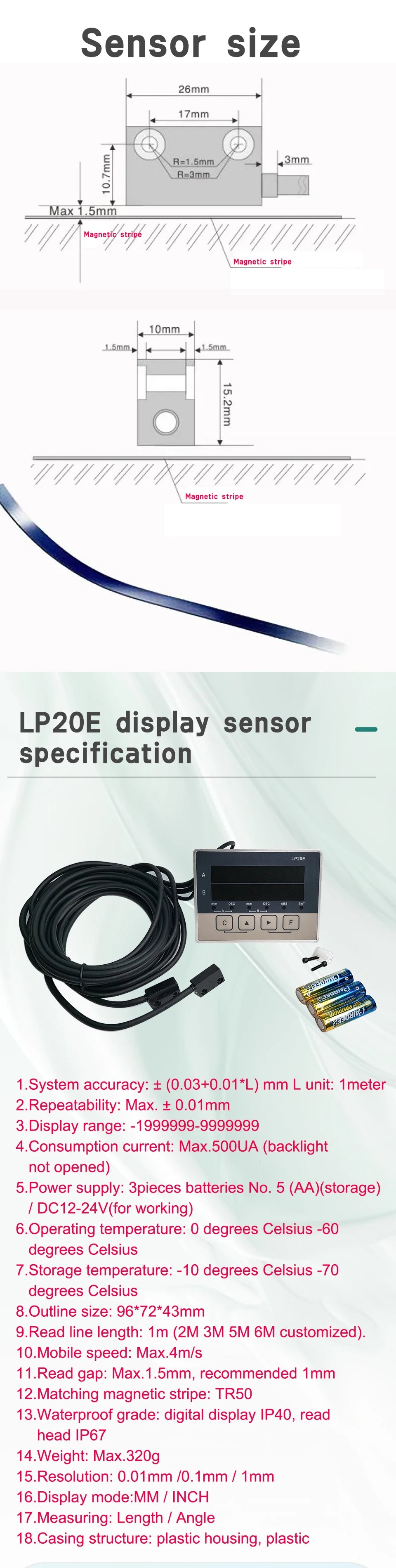LCD DRO CNC 2 Axis Magnetic Scale 5000mm