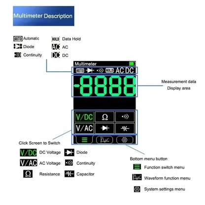 2.8 Inch Thermal Imager AC DC Multimeter Temperature Tester