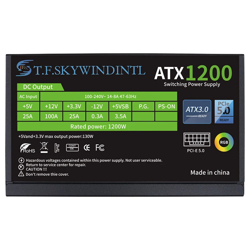 1200W PCIe 5.0 Full Modular ATX Power Supply for Gaming PCs